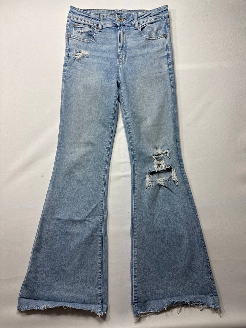 American Eagle Women's Super High Rise Flare Leg Blue Jeans - 8 Reg (28x31)